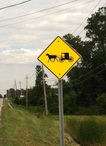 Amish crossing sign in Monroe Township, Ohio